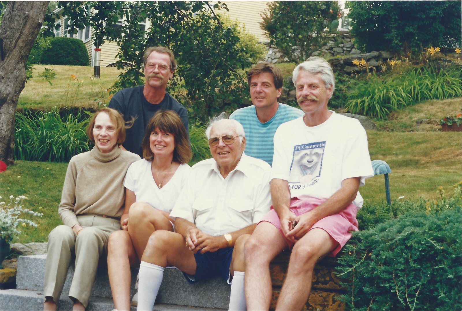 On the steps with the family